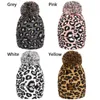 BeanieSkull Caps Mode Weiches Fell Pom Poms Leopard Print Frauen Hut Beanies Gestrickte Ski Cap7995718332y