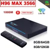 8GB 128GB TV BOX Android 11.0 H96 MAX RK3566 SMART MEDIA PLAYER STB مع BT Google Voice Control 8G 64G 2.4G/5G WIFI WIFI 1000M 3D 8K Home Video H96MAX TVBOX