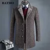 BATMO arrivée hiver trench-coat épais en laine de haute qualité hommes, vestes en laine grise pour hommes, taille plus M-4XL, AL41 211011