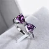 Anelli a grappolo Anello femminile con fiocco in zircone viola Anello in argento 925 riempito di fidanzamento Gioielli bohémien semplici e raffinati2395220