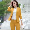 High Quality Ladies Business White Suit Set Autumn Casual Long Sleeve One Button Blazer Female Pants Suit Office Jacket S-4XL 210927