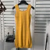 Vestidos casuais femininos malha sem mangas clássico estampado com letras de alta qualidade vestido fino feminino verão