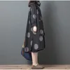 Jouncature Leisure Trench Coat 여성 의류 가을 전체 소매 캐주얼 후드 싱글 브레스트 폴카 도트 긴 트렌치 코트 210521