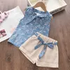 Bear Leader Sommerkleidung für Mädchen 2-6 Jahre Schmetterlingsärmel Stickerei T-Shirt Niedliche Shorts Baumwollanzug Kinder Outfits 210708