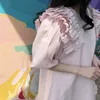 Koreański Chic Vintage Summer Sukienka Kobiety Ruffles Rękawem Puff Sleeve Kobieta Wszystkie Dopasuj High Street Moda Eleganckie Długie Dresses 210514
