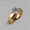 Echte vergulde Super Zirconia Ring High-end trouwring voor damesbelofte ringen voor koppels gouden ringen G1125