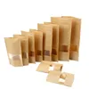 Kraft Paper Bag Stand Up Gift Dried Food Fruit Tea Food containers Pouches Retail Zipper Self Sealing Bags W0