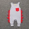 Baby dinosaurus ontwerp jumpsuits zuigeling jongens meisjes kleding rompertjes pasgeboren jongen meisje kleding katoenen mouwloze jumpsuit