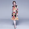 summe loose dress for women designer style flower printed England party casual daily clothing A-line dresses 210421