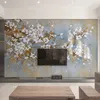 Custom Size Wallpaper 3D Hand Painted Vintage Floral Plum Blossom Murals Living Room Bedroom Flower Wall Painting