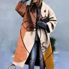 女性のウールブレンド女性秋の冬ジャケットファッションヴィンテージターンダウンカラーパターンショートウールコートルーズカーディガンオーバーコート2022