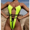 Sexy amarelo um pedaço de maiô mulheres oca outwear roupa de banho verão praia desgaste cruz bandage monokini 2021 novo maiô