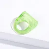 2021 Fashion Transparent Acrylic Resin Ring Simple Colorful Geometric Rings Party Gifts Female Jewelry