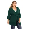 Femmes tricots grande taille Cardigan femmes 2022 automne hiver trois quarts manches pull en tricot avec ceinture femme ample surdimensionné pull veste