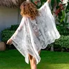 Summer Women Shirt Sexy Transparent See Through White Lace Cover-Up Beach Blouse Tops 210415