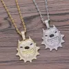 Mode hommes glacé laiton CZ chien visage animaux pendentifs collier Hip Hop bijoux CN087 X0707