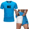 Tute da uomo con stampa di marca New Summer Casual Fashion Tuta da 2 pezzi Sport Tuta ampia oversize T-shirt a maniche corte e pantaloncini Streetwear