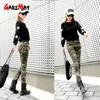 Calças de carga estilo militar para mulheres cintura alta 7xl mais tamanho senhoras camuflagem calça casual 210428