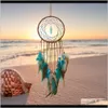 Objets décoratifs Figurines Aents Décor Gardenhandmade Dream Catcher Plumes Décoration Pour Voiture Mur Chambre Décor À La Maison Suspendus Dreamcatcher