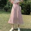 Pleated Floral Skirts Women Elegant Summer Soft Chiffon High Waist Ladies Long Skirt All-match Holiday Lovely Fresh Girls 210529