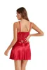 Frauen Sexy Dessous Spitze Nachtwäsche Nachthemd Träger Tiefem V-ausschnitt Hot Robe Kleid Nachthemd Nacht Kleid 211208