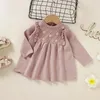 Meisje jurken baby meisjes jurk roze a-line geplooid geboren infantil kinderen bebes prinses kleding herfst winter peuter gebreide truien