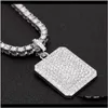 Pendentifs Drop Livraison 2021 Mens Hip Hop Collier Bijoux Mode Or Glacé Chaîne Pleine Strass Dog Tag Pendentif Colliers Rtjkk