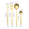 Louça de jantar Conjuntos de 24 peças Set Golden Silver Cutelaria Home Cozinha Utensílio De Jantar Talheres De Aço Inoxidável Faca De Faca De Faca Colher