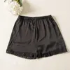 SuyaDream Woman Silk Shorts Black 100%Natural Silk Lace Shorts Summer 210611