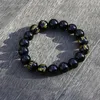 Strand pärlstav strängar tibetanska mens buddhistiska böner symboler svarta onyx meditation mala armband gåva raym22