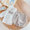 Set di abbigliamento estivo per neonati bambino bambino Papillon risvolto camicie a maniche lunghe pantaloncini 2 pezzi vestiti di cotone per bambini A67905901900