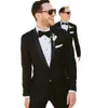 Handsome Tuxedos Mens Wedding Suits Custom Slim Fit Classic Black Groom Tuxedo Formal Evening Party Wear Male Prom Party Blazer Pants Jacket 2 Pcs