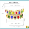 Colorful Shiny Teeth 18K Gold Plated Macro Pave Cz Iced Out Sets Top And Bottom Hip Hop Grillzs Style Pb29Q Grillz Dental Grills Odo0Z