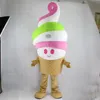 Costume de mascotte de crème glacée professionnelle Halloween Noël Robe de soirée fantaisie Costume de personnage de dessin animé d'été Carnaval Unisexe Adultes Tenue