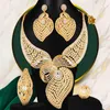 Küpe kolye godki büyük moda lüks 4pcs cesur bowknot nijeryalı mücevher setleri kadınlar için düğün zirkon Afrika gelin seti 2021