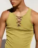 Men's Tank Tops 2021 Summer Men Top Casual Sleeveless Vest Strap Solid Lace-up Design For Sports