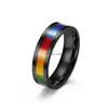 Gold Black Gay Ring Band Finger Stainless Steel Rainbow Ring for Men Women Wedding Bands Fashion Jewelry Will and Sandy