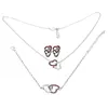 Necklace Earrings Set & Double Heart Rhinestones Fashion Ladies Wedding Lovers Charms Women Gifts