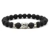 Per uomo Donna Diffusore Gioielli Anti-fatica Argento Buddha Bracciale Lava Pietra naturale Charms Bracciali Roccia vulcanica Preghiera