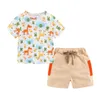 Mudkingdom Niedliche Kleinkind Junge kurz Set Little S Outfits Tierhemd Und für Sommer Kleidung Anzug Rainbow Wear 210615