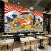 Ukiyo-e zalm gastronomische achtergrond muur papier Japans eten sushi restaurant izakaya industriële decor muurschildering behang 3d