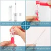 3.5ml Limpar tubos de brilho labial vazio com escova Refilleable Báltins de Bálsos de Bálsamo Crescimento Líquido Tubo de Borracha Insertos Cosméticos Recipiente Lipgloss Wand aplicadores