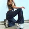 Streetwear Y2K Black Jeans voor meisjes Skinny Vrouwelijke Mode Dames Flare Denim Broek Hoge Taille Broek Harajuku Capris Pockets 210415