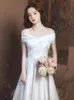 Vêtements ethniques A-ligne robe de mariée robe de mariée sans bretelles solide Qiapo drapé hors épaule Choengsam Vintage femmes célébrité Banquet Vestido