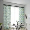 Rideaux Rideaux Nordic Fougère Vert Feuilles Rideaux Pour L'impression Semi-Blackout Drapé Salon Lin Tissu Sheer Window Cuisine Stores S22