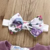 夏の3ピースの赤ちゃん幼児の女の子フリルボディスーツ花のショートパンツとヘッドバンドセット210528