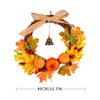 40cm Thanksgiving Wreath Autumn Color Garland Harvest Festival Bells Maple Leaf Pumpkin Dörrhängare Konstgjorda dekorationer