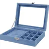 European-style Velvet Glass Ring Earring Jewelry Organizer Box Tray Holder Storage Case Display Case Home Decor 20 15 5cm271j