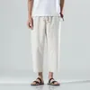 Mäns byxor 2021 Sommar Baggy Bomull Linen Män Harem Hip-Hop Wide Ben Brousers Casual Vintage Jogger