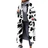 Women's Wool & Blends Womens Autumn And Winter Coat Fashion Long Sleeve Turn Down Collar Printed Woolen Coats Warm Jacket